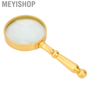 Meyishop Magnifying Glass  Classic Golden 75mm Diameter Ergonomic Handheld Reading for Newspapers