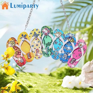 Lumiparty รองเท้าแตะ ปักครอสสติตช์คริสตัล รูป Welcome Hello Flip Flop Diy สําหรับแขวนตกแต่งสวน ในร่ม กลางแจ้ง