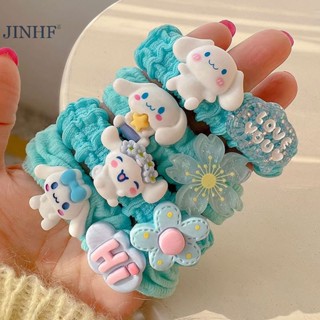 Blowgentlyflower ยางรัดผม ลายอนิเมะ Sanrio Cinnamoroll น่ารัก สีฟ้าหวาน สําหรับเด็กผู้หญิง BGF