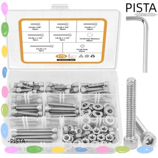 Pista ชุดสกรูหัวซ็อกเก็ตหกเหลี่ยม สเตนเลส 304 ยาว 5/8 นิ้ว ถึง 2 นิ้ว พร้อมกล่องเก็บ 6 ขนาด 1/4-20 175 ชิ้น