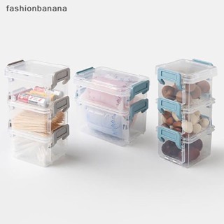 [fashionbanana] กล่องเก็บอาหาร แบบใส สองชั้น ขนาดเล็ก พร้อมตัวล็อกด้านข้าง สําหรับตู้เย็น