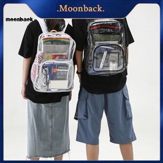 &lt;moonback&gt; กระเป๋าหนังสือ แบบใส มีซิปคู่ สําหรับการศึกษา ยิมนาเซียม แบบพกพา กระเป๋านักเรียน พร้อมสายคล้องไหล่ ปรับได้