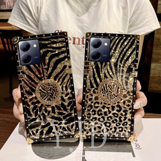 เคสโทรศัพท์มือถือ พิมพ์ลายเสือดาว ประดับเพชร สําหรับ Vivo Y27