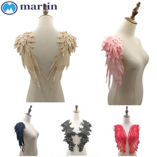 Martin ลูกไม้สีแดง DIY ปีกสีดํา ชุดผ้า Applique สําหรับผู้หญิง เครื่องแต่งกายเย็บผ้า