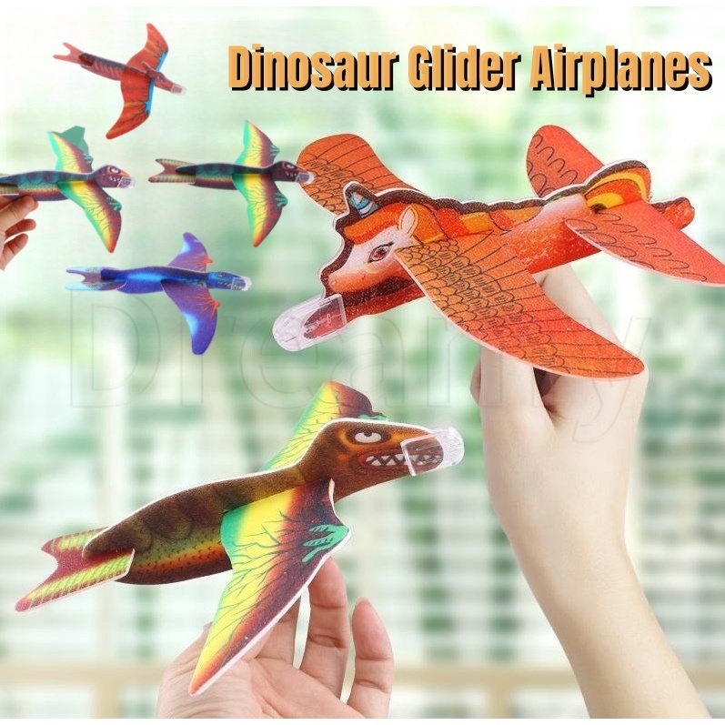 3D การ์ตูนสัตว์ปริศนาโฟมเครื่องบิน DIY ทำด้วยมือรุ่น / มือโยนไดโนเสาร์บินเครื่องร่อน