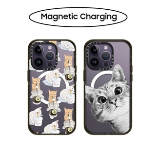 Casetify เคสพลาสติก PC ลายการ์ตูนแมวกาแฟ สําหรับ iPhone 11 12 13 14 Pro Max