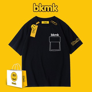 Bkmk เสื้อยืดลําลอง แขนสั้น ทรงหลวม พิมพ์ลาย สไตล์สตรีท แฟชั่นฤดูร้อน สําหรับผู้ชาย คู่รัก