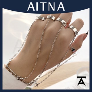 Aitna สร้อยข้อมือบันจี้จัม แบบเปิด สไตล์พังก์