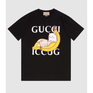 ☆★♣ Gucci Gucci Banana cat เสื้อยืดแขนสั้น สําหรับผู้ชายและผู้หญิง