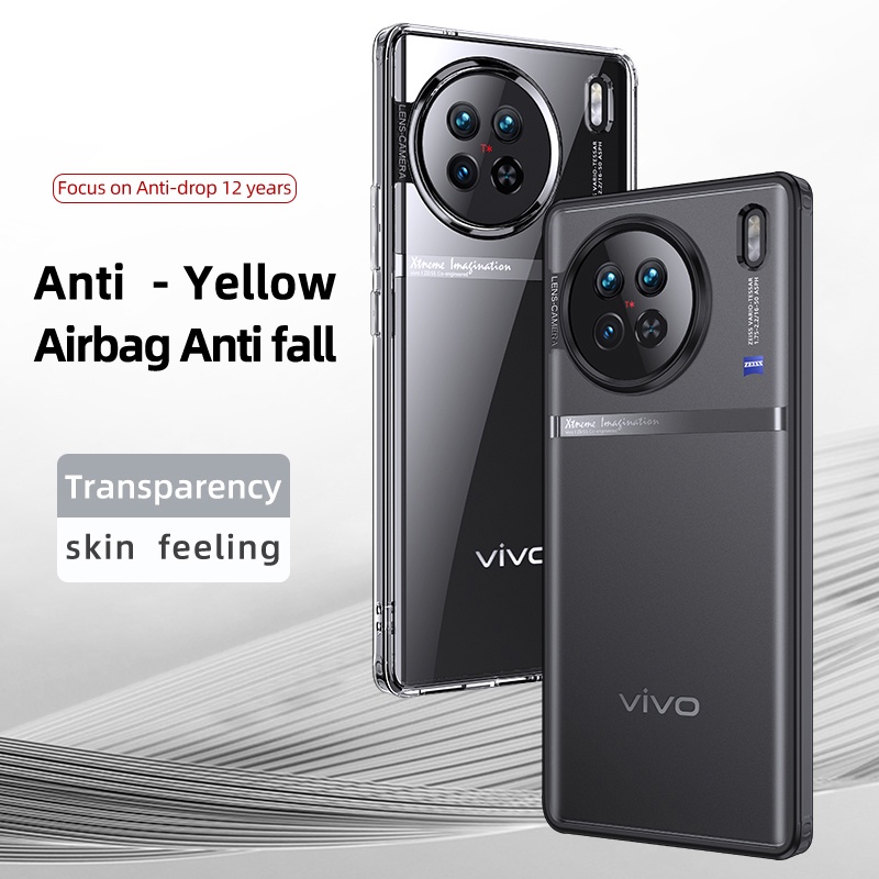 สําหรับ Vivo X90 / X90 Pro Ultra-Thin Anti-knock กันกระแทก TPU กันชน Hard PC ฝาครอบโปร่งใสกรณี Shell