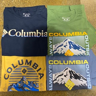 CIเสื้อยืดแขนสั้นลําลอง คอกลม พิมพ์ลายโลโก้ Columbiaa แฟชั่นสําหรับผู้ชาย