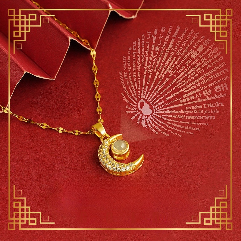 [Lucky K Gold] 18K Gold Full Sky Star Projection Pendant Necklace Light Fashion Short Necklace