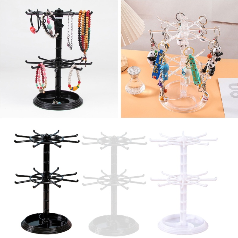 Rainlovei เครื ่ องประดับแหวนหมุนผู ้ ถือจอแสดงผล Organizer สร ้ อยคอพวงกุญแจชั ้ นเก ็ บ
