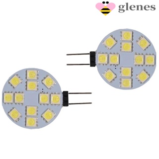 Glenes หลอดไฟ Led 12V ทรงกลมพร้อมปลั๊ก Smd5050 6/9/12/24 Leds สีขาวสําหรับเรือ