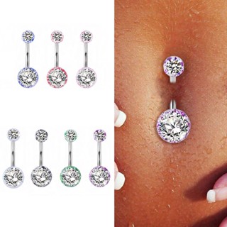 Beach Navel Ring Sexy Diamond-encrusted Double Head Round Ball Body Piercing Navel Accessories