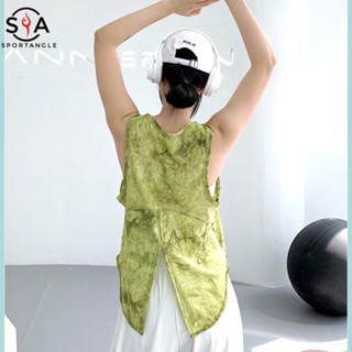 【Sportsangel】เสื้อยืดแขนกุด ทรงหลวม สีมัดย้อม สําหรับออกกําลังกาย เล่นโยคะ วิ่ง