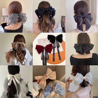 กิ๊บติดผมประดับโบว์แฟชั่นสไตล์เกาหลีพู่หรูหราสปริงคลิป Headwear สำหรับผู้หญิง