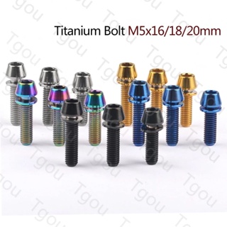 Tgou สลักเกลียวไทเทเนียม Ti M5X16 มม. M5X18 มม. M5X20 มม. พร้อมแหวนรอง สําหรับคอจักรยาน