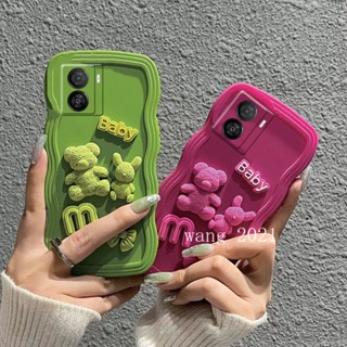 Phone Case เคส VIVO IQOO Z7 5G / IQOO Z7X 5G Y55+ Plus 5G Casing Simple Big Wave Three-dimensional Bear High Quality Liquid Silicone Soft Cover for VIVO IQOOZ7X 5G เคสโทรศัพท