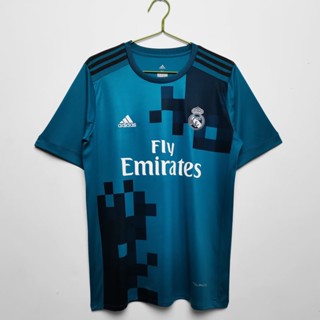 เสื้อกีฬาแขนสั้น ลายทีมฟุตบอล Real Madrid Away 2017/18 Real Madrid Away สไตล์วินเทจ แห้งเร็ว ไซส์ S-XXL สําหรับผู้ใหญ่