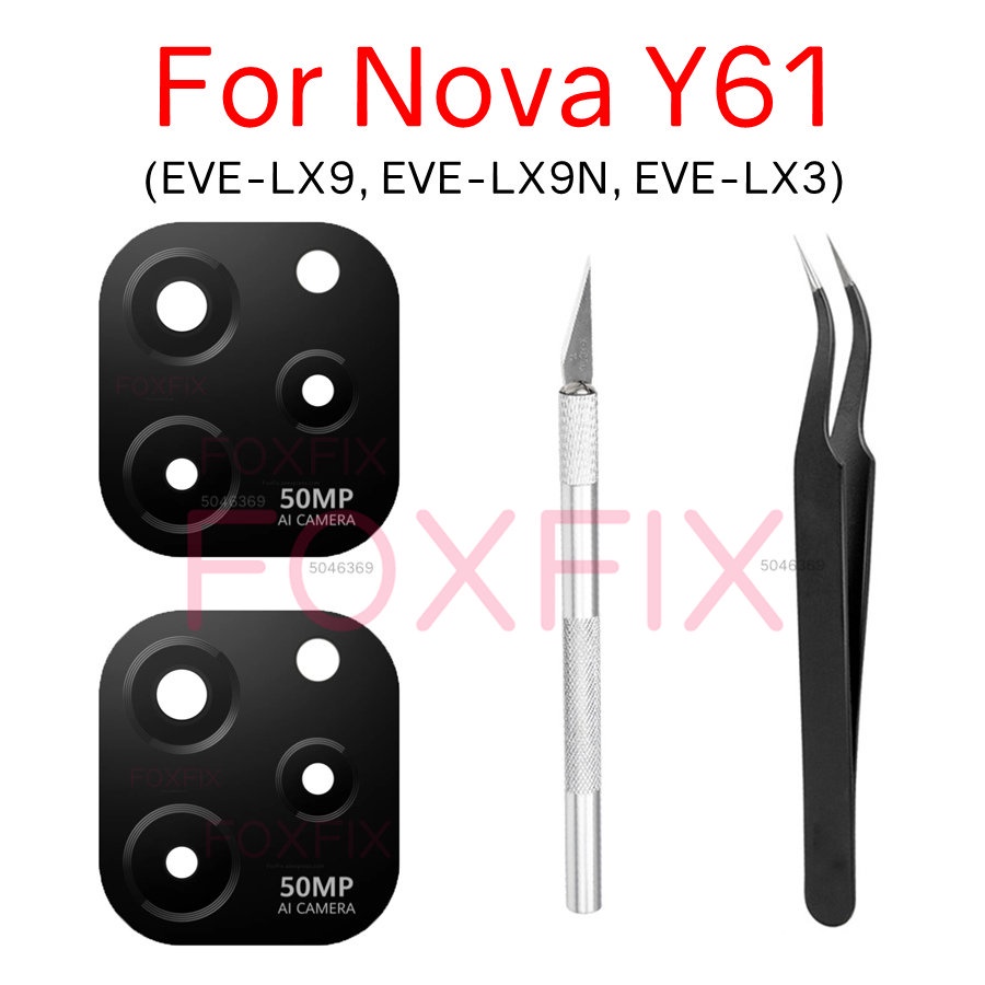 เลนส์กระจกกล้องด้านหลัง แบบเปลี่ยน สําหรับ Huawei Nova Y61 EVE-LX9 EVE-LX9N EVE-LX3 2 ชิ้น