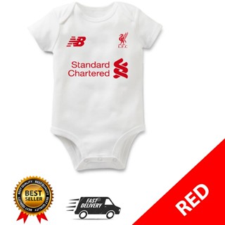 พร้อมส่ง ชุดรอมเปอร์ ผ้าฝ้าย 100% ลาย Liverpool NB สีขาว สําหรับเด็ก