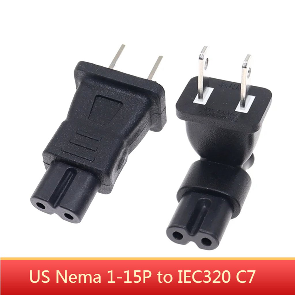 Us NEMA 5-15P ปลั๊กสายไฟ 2 พิน เป็น IEC C7 ฟิกเกอร์ 8 ปลั๊กอะแดปเตอร์แปลง 10A 125V AC