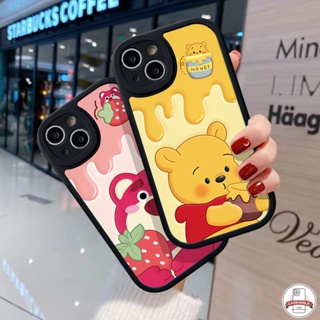 เคสโทรศัพท์มือถือแบบนิ่ม ลายการ์ตูนหมีพูห์ สตรอเบอร์รี่น่ารัก แฟชั่น สําหรับ iPhone 11 XR 13 11 14 12 Pro Max 7 8 Plus X XS Max 6 6s Plus SE 2020