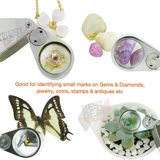 Jeweler Loupe 40X 25mm LED Folding Magnifier 9890 กล้องส่องพระ ขยาย 40 เท่า ขนาด 25 mm กล้องจิ๋ว แว่ยขยาย ส่องพระ