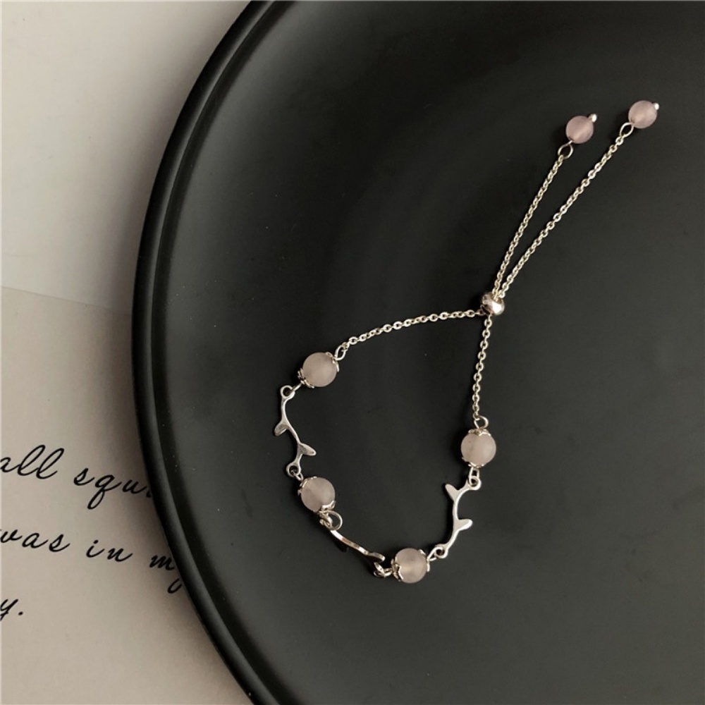A HELLO GIRL สร้อยข้อมือ หินมูนสโตน กิ่งดอกไม้ หรูหรา สไตล์เกาหลี แฟชั่นเรียบง่าย สําหรับผู้หญิง
