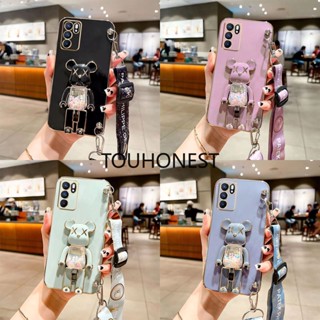 เคส Oppo A16 เคส Oppo A53 เคส Oppo A71 Case Oppo A8 A31 Case Oppo A16S A54S Case Oppo A33 A32 Case Oppo Reno6 Pro Plus Case Silicone Anime Cute Kaws Bear Stand Cartoon Wrist Band Phone Cover Casing Cases Case TS โทรศัพท์มือถือ ซิลิโคน ลายการ์ตูนหมี น่ารัก