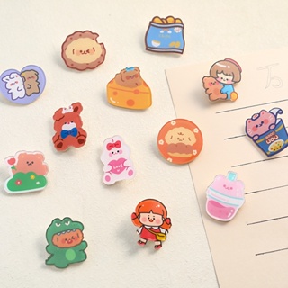 10 ชิ้น เข็มกลัดอะคริลิค ลายการ์ตูน Kawaii DIY สําหรับตกแต่งกระเป๋านักเรียน จํานวน