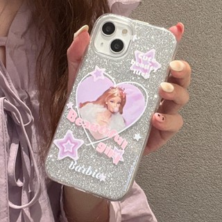 เคสโทรศัพท์มือถือแบบนิ่ม กันกระแทก ลายเจ้าหญิงบาร์บี้ สีชมพู สําหรับ iPhone 14 Pro Max 13 12 11 Pro Max