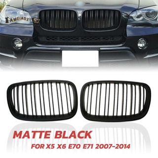 กระจังหน้ากันชนหน้า สีดําด้าน สําหรับ BMW X5 X6 E70 E71 2007-2014