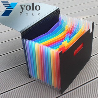 Yolo ถุงกระดาษใส่เอกสาร ขนาด A4 13 ช่อง จุของได้เยอะ กันน้ํา สีรุ้ง สําหรับออฟฟิศ