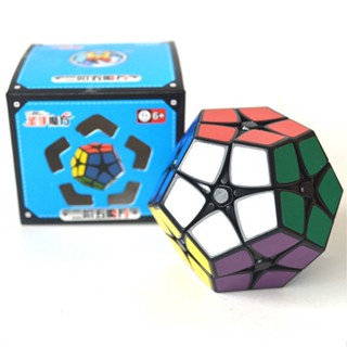 Shengshou 2x2 Megaminx 2x2 Dodecahedron พื้นหลังสีดํา 2x2 ลูกบาศก์รูปร่างของเล่นเพื่อการศึกษา