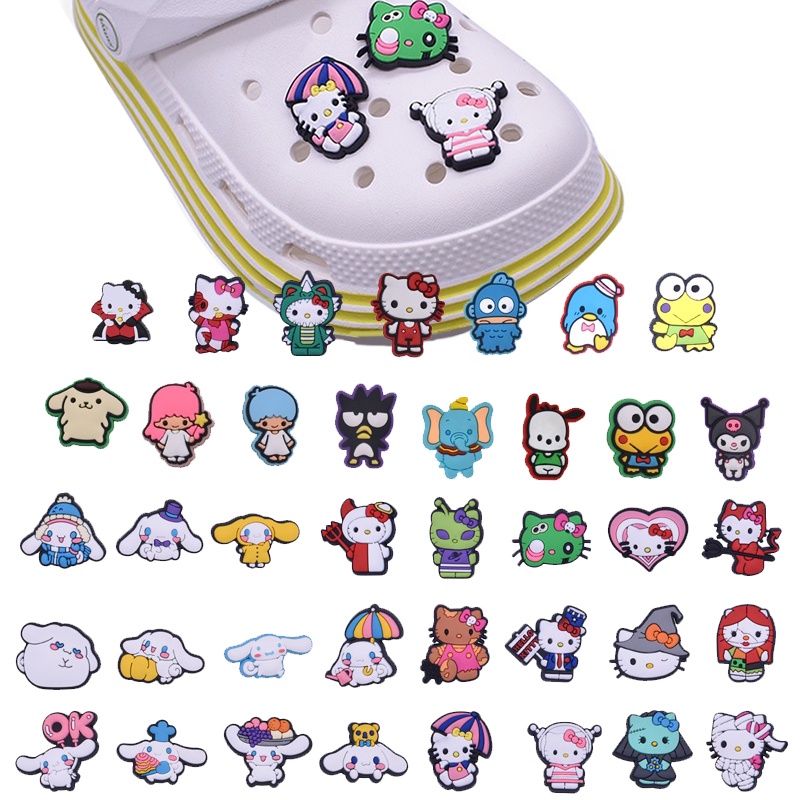 Croc Jibbit Sanrio DIY การ์ตูน Kitty น่ารักหูใหญ่สุนัขรูปแบบ Charming ยางรองเท้าหัวเข็มขัดตกแต่ง