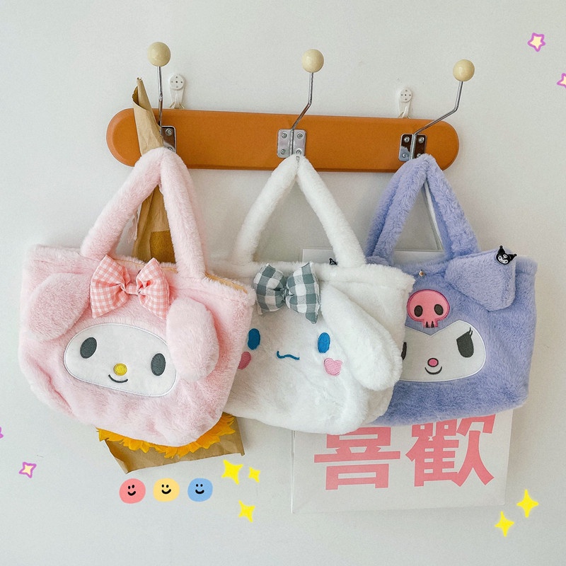 Kawaii Sanrio กระเป๋าเป้สะพายหลัง ผ้ากํามะหยี่ขนนิ่ม ลายการ์ตูนคิตตี้ Melody Cinnamoroll ของขวัญวันเกิด สําหรับเด็กผู้หญิง