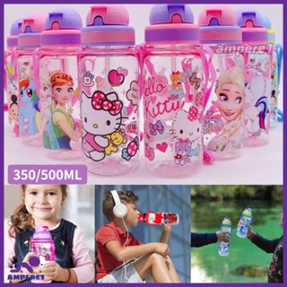 350Ml-500Ml ขวดน้ำเด็กสร้างสรรค์พร้อมฟางและไหล่ Disney Princess Elsa/Pony/Hello Kitty -AME1