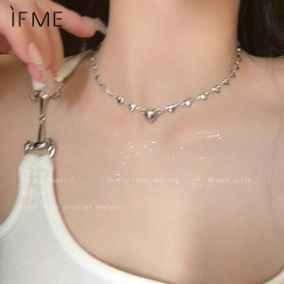 Ifme สร้อยคอโช้กเกอร์ แม่เหล็กดูด จี้รูปหัวใจ สีเงิน เครื่องประดับแฟชั่นสตรี