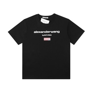 Alexander Wang 23ss เสื้อยืดคอกลม แขนสั้น พิมพ์ลายโลโก้ตัวอักษร ขนาดใหญ่ สําหรับผู้ชาย และผู้หญิง