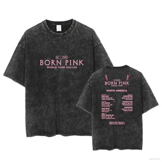 เสื้อยืดแขนสั้น พิมพ์ลายกราฟิก BORN PINK World Tour DALLAS BLACKPINK พลัสไซซ์ สไตล์ฮาราจูกุ สําหรับผู้ชาย และผู้หญิง