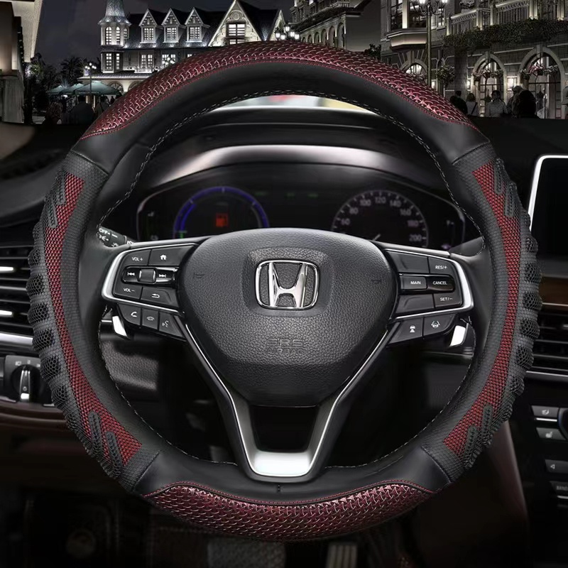 ที่หุ้มพวงมาลัยรถยนต์หนังคาร์บอนไฟเบอร์สําหรับhonda Civic 2015-2021 CRV XRV ACCORD 2016 ~ 2019 2021 10thอุปกรณ์เสริมอัตโนมัติ