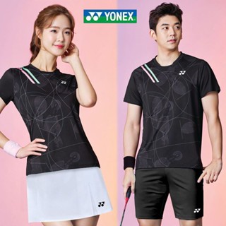 Yonex ใหม่ ชุดยูนิฟอร์มแบดมินตัน แขนสั้น แบบแห้งเร็ว สําหรับผู้ชาย และผู้หญิง