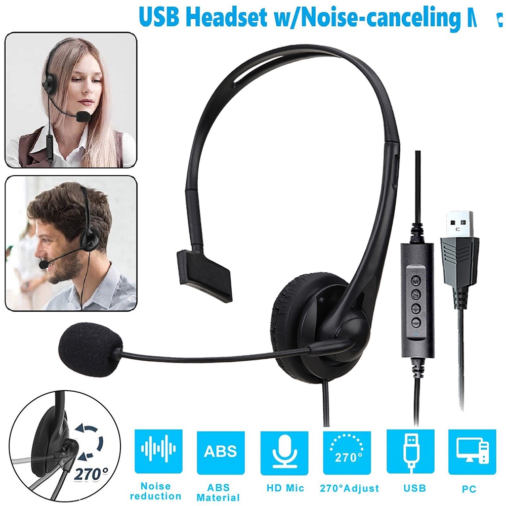 ชุดหูฟังไมโครโฟน แบบมีสาย ตัดเสียงรบกวน แจ็ค 3.5 มม. เชื่อมต่อ USB ดีไซน์สบาย ใช้ได้ทั้งวัน แบบมืออาชีพ