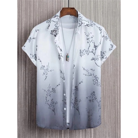 เสื้อเชิ้ตแขนสั้นลําลอง ระบายอากาศได้ดี พิมพ์ลายดอกไม้ ใบไม้ 3 มิติ เหมาะกับเดินชายหาดกลางแจ้ง แฟชั่นฤดูร้อน สไตล์ฮาวาย สําหรับผู้ชาย
