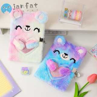 JANFAT Password Book Cartoon Multi-color Plush With Lock Stationery Students Gift Diary Book