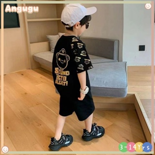 Angugu เสื้อยืด แขนสั้น กางเกงขาสั้น สําหรับเด็กผู้ชาย อายุ 3 ถึง 4 ถึง 5 ถึง 6 ถึง 7 ถึง 8 ถึง 9 ถึง 10 ถึง 11 ถึง 12 ปี 2 ชิ้น ใหม่ 2022