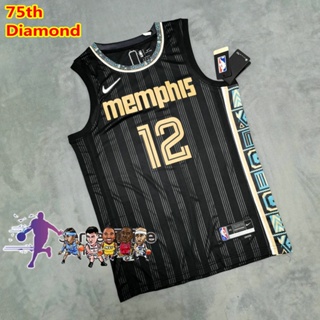 ขายดี ลูกบาสเก็ตบอล NBA Memphis Grizzlies สําหรับผู้ชาย 2021-22 #เสื้อกีฬาแขนสั้น ลายทีมชาติฟุตบอล Ja Morant ครบรอบ 75 ปี สีดํา 12 ชิ้น 600652