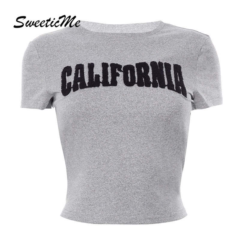 Sweeticme ใหม่ เสื้อยืดลําลอง แขนสั้น คอกลม เข้ารูป ปักลาย เข้ากับทุกการแต่งกาย แฟชั่นสําหรับสตรี 2023